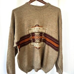 Mens Vintage Sweater Made in Italy Southwestern Sweater Aztec XL